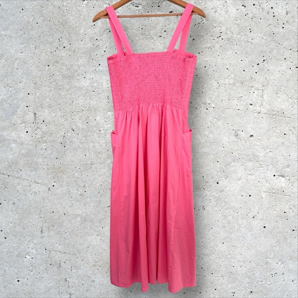 Kleid For Her Clementine Midi Dress Pink Button Down Poplin Bustier Pleated Sz L - Picture 4 of 7